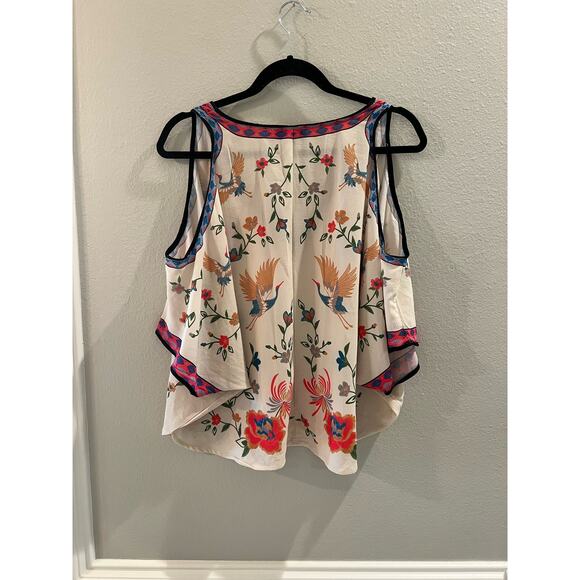 Flying Tomato Cold Shoulder Floral V Neck Size Small Blouse - Picture 2 of 5